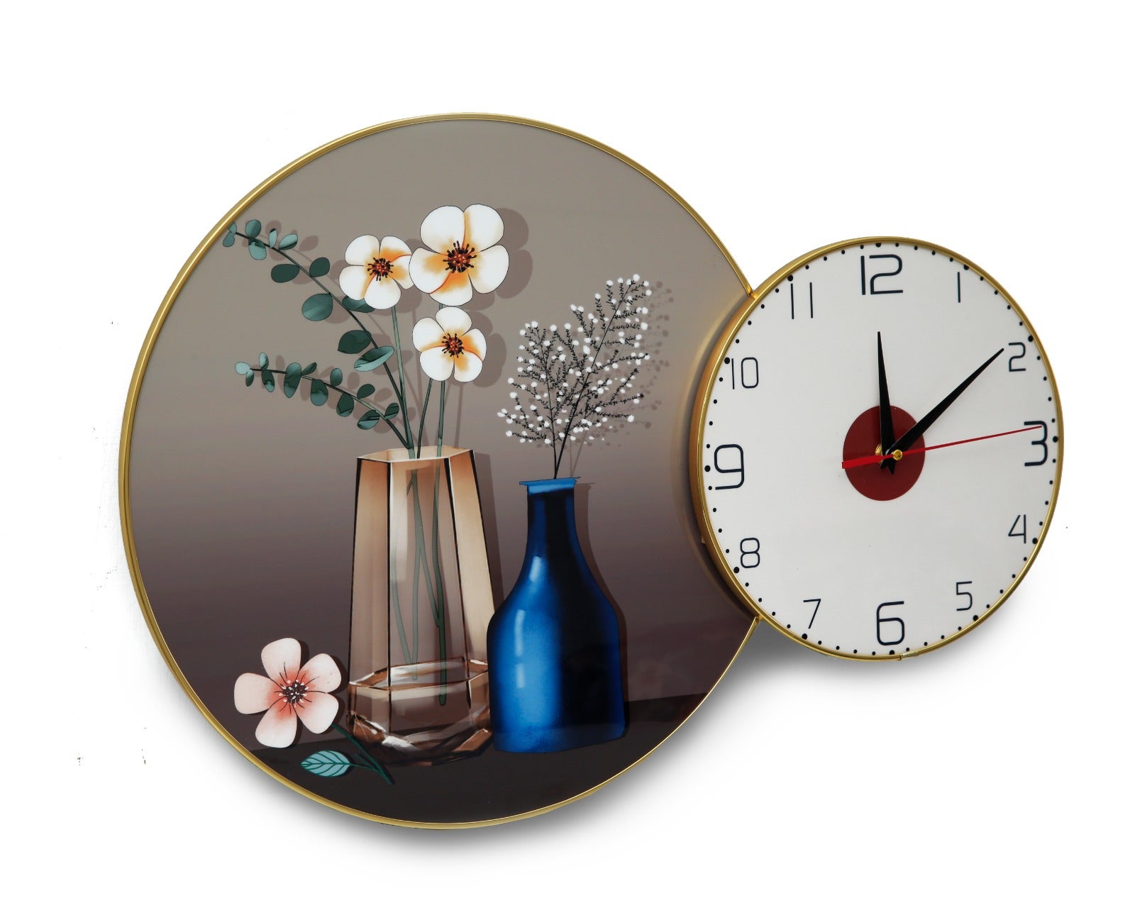 Jasmine Vase Frame with Clock(5357) Clock Apricot   