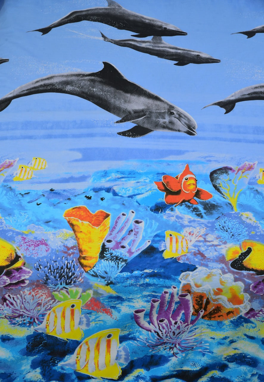 Junior Single Bed Sheet -(4094) Dolphin single bed sheet Apricot   
