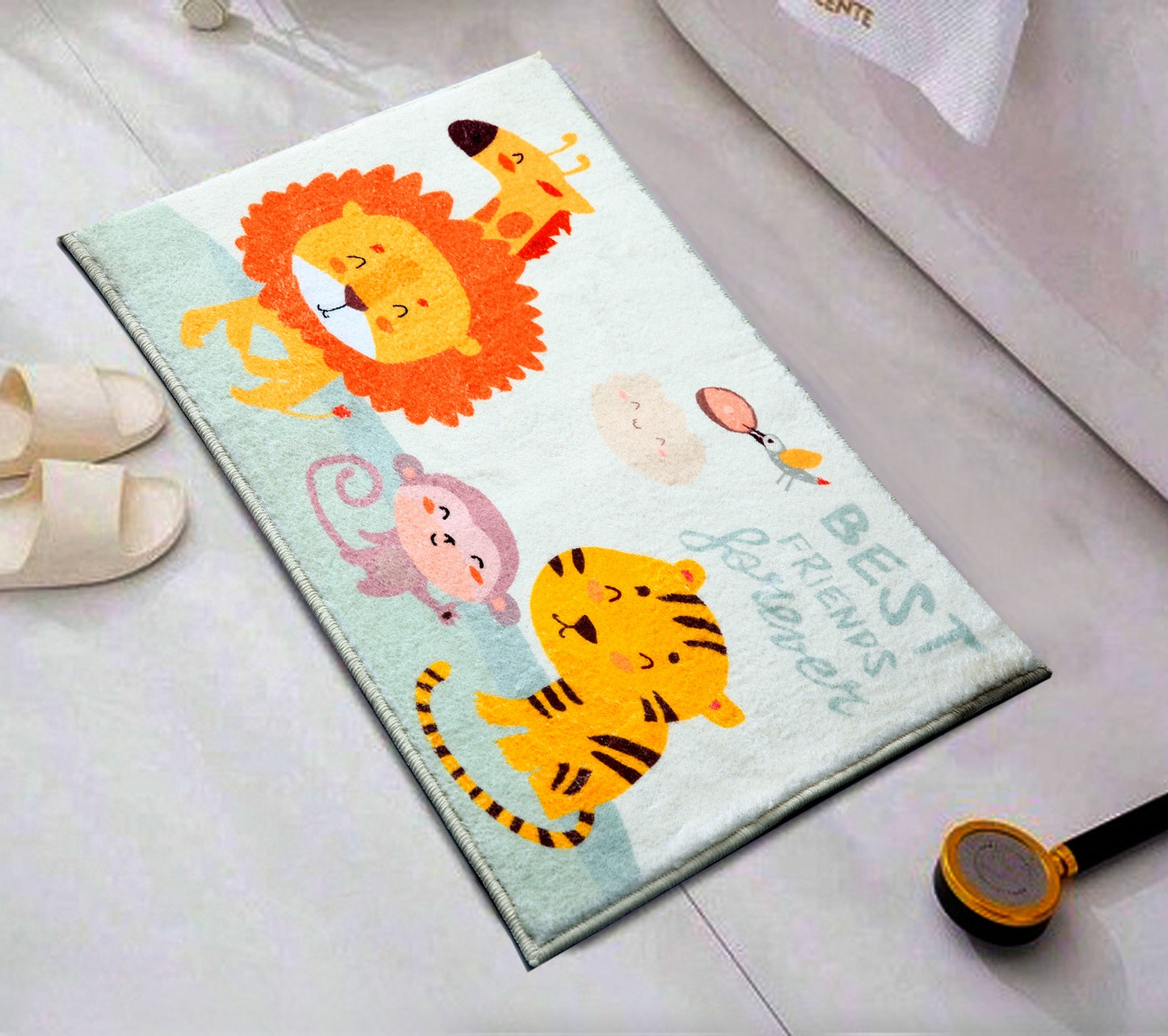 Kids Anti-Slip Door Mat (314)5408-Lion Door Mats Apricot   