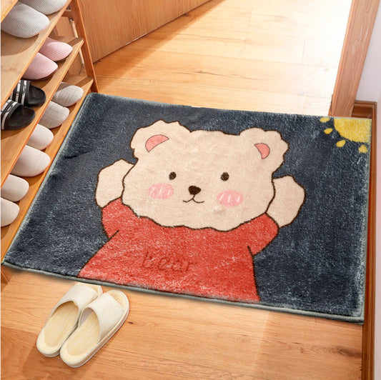 Kids Anti-Slip Door Mat (314)-Bear Door Mats Apricot   