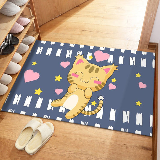 Kids Anti-Slip Door Mat (314)-Cartoonic Cat Door Mats Apricot   