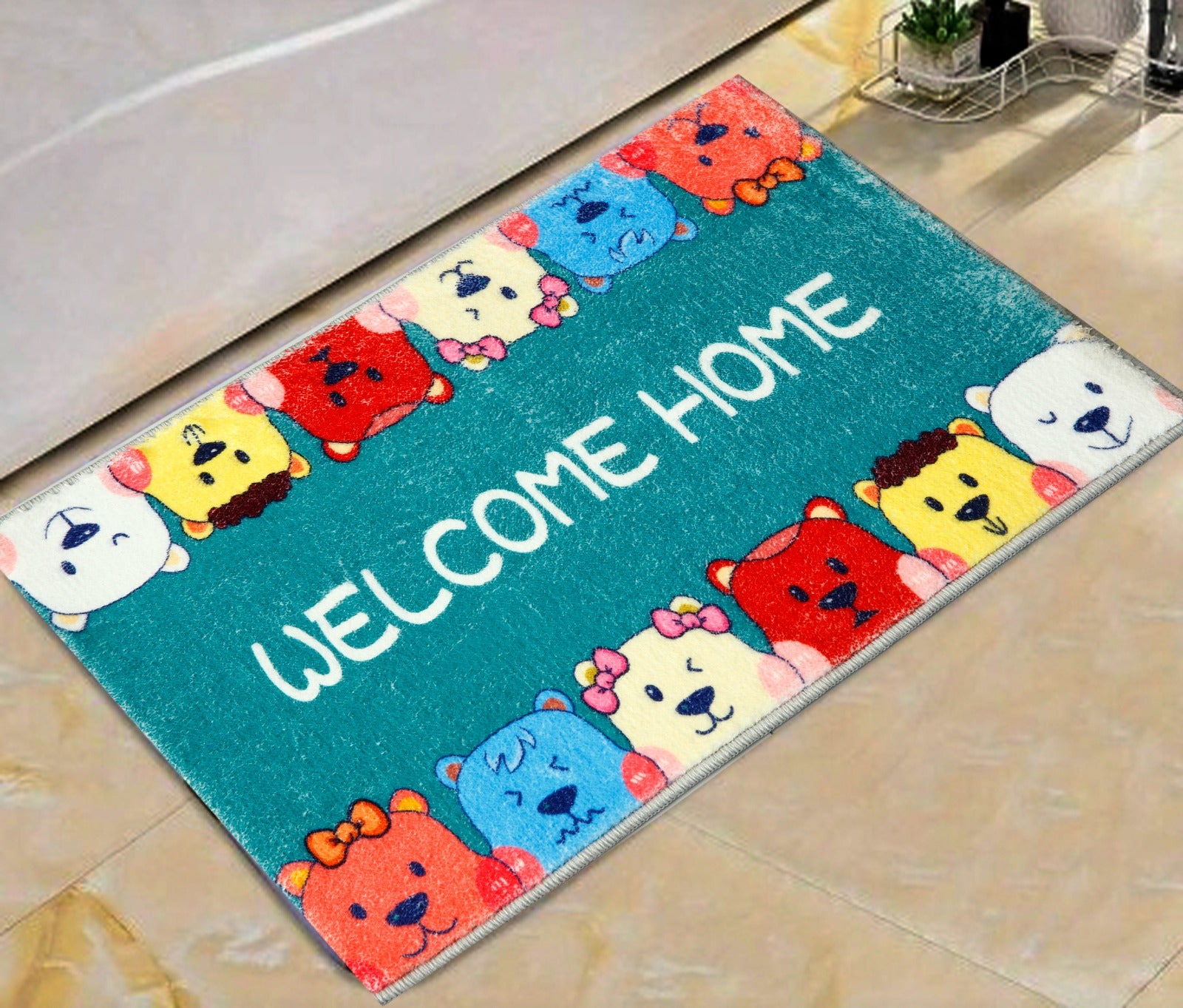 Kids Anti-Slip Door Mat (314)-WELCOME Door Mats Apricot   