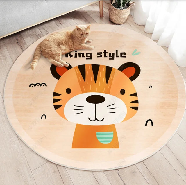 Kids Room Rug 80 CM Round(315)-Garfield  Apricot   