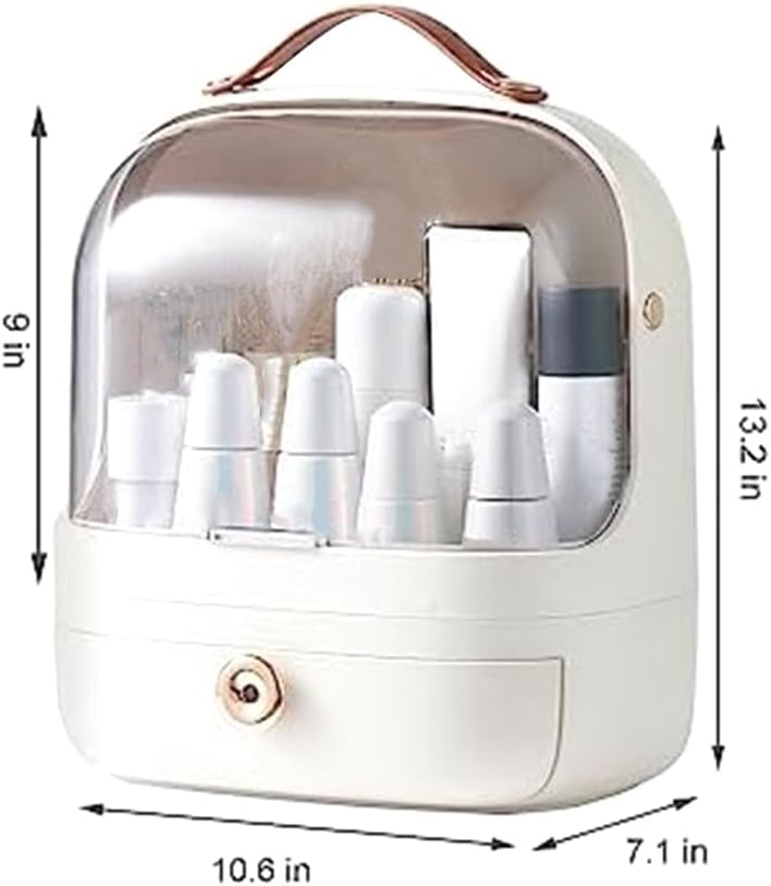 Large Capacity Cosmetics Storage Box with Drawers5337-White Cosmetic Organizer Apricot   