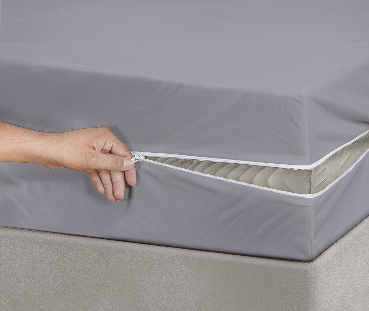 Dyed Zipper Mattress Cover-L/Grey Protectors Apricot