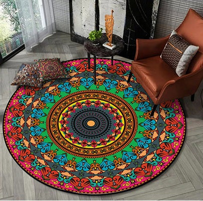 Living Room Rug 150 CM Round-Ethnic  Apricot   