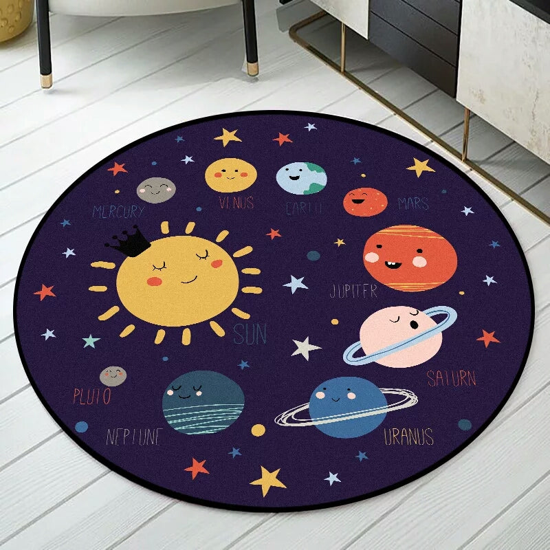 Living Room Rug 150 CM Round-Satellite Space  Apricot   