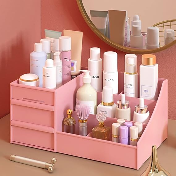 Makeup Organizer with Drawers- Pink(5012) Cosmetic Organizer Apricot   