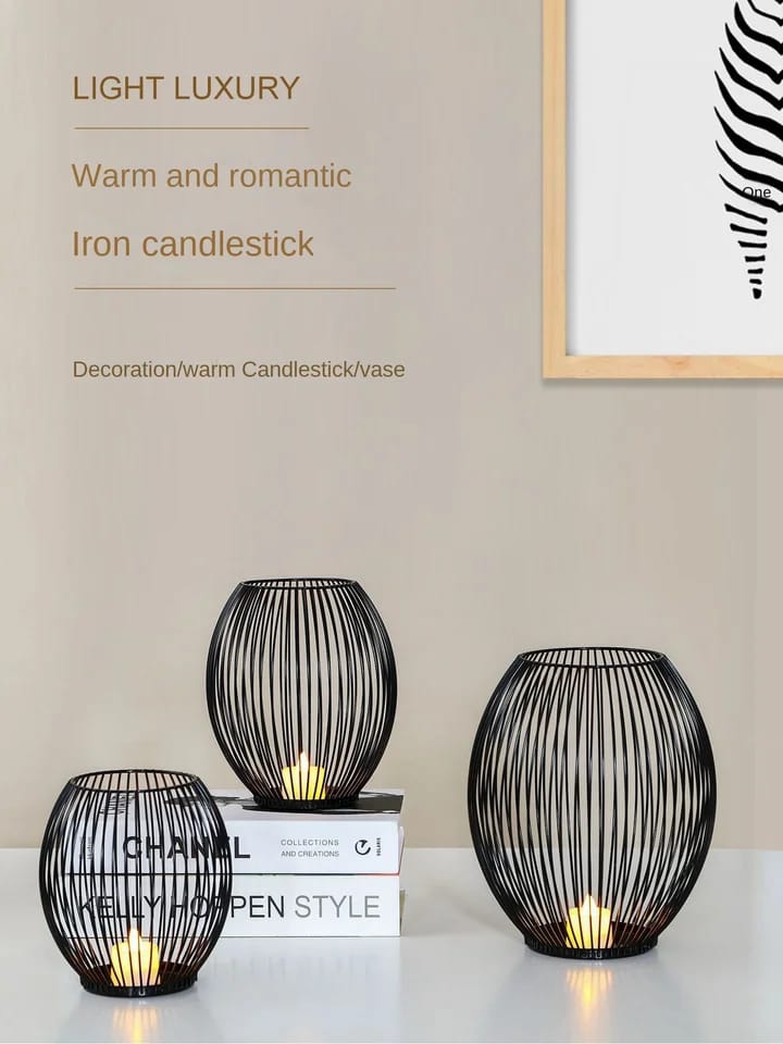 Metal Candle Stand-Black(SA2405-20) Tissue Box Apricot   