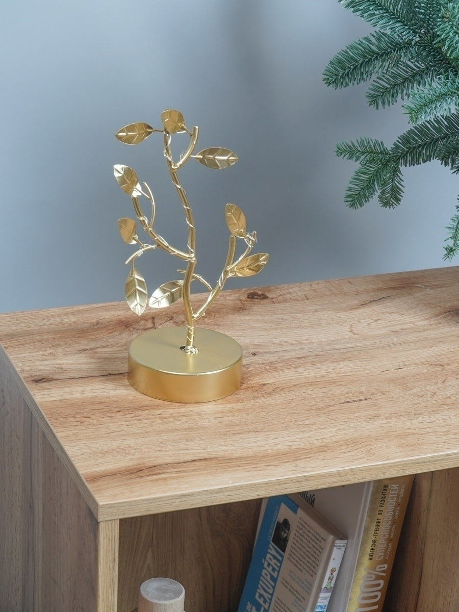 Metal Nordic Golden LED Tree Leaf(SA2405-15) Tissue Box Apricot   