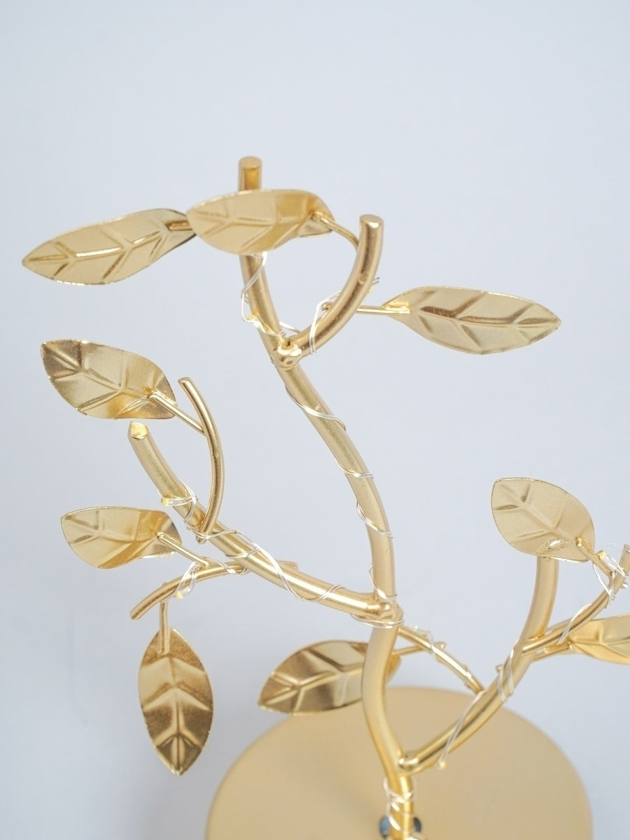 Metal Nordic Golden LED Tree Leaf(SA2405-15) Tissue Box Apricot   