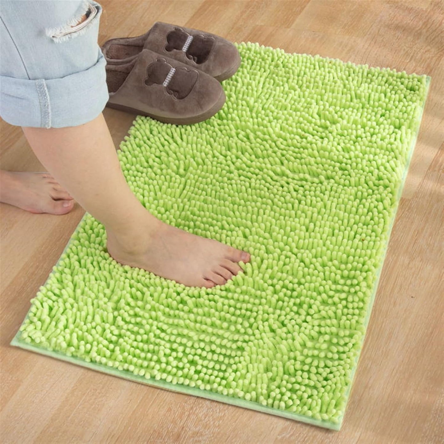 Microfiber anti Slip Bath Mat-(2444)Green Bath Mats Apricot   