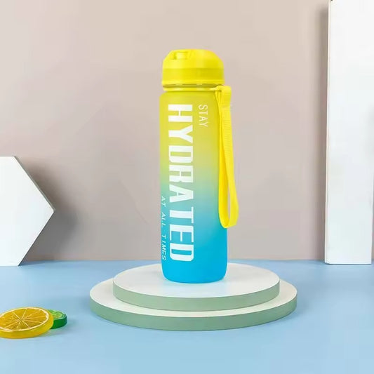 Motivational Water Bottle with Time Marker BPA 5602  Free-Yellow  Apricot   