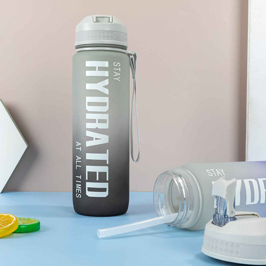 Motivational Water Bottle with Time Marker BPA Free-5605 Grey  Apricot   