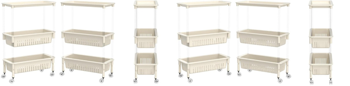 Multi-function Trolley Storage Organizer(SA2405-52) Storage Organizer Apricot   