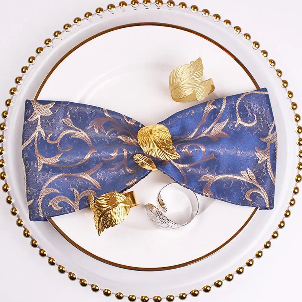 Napkin Holder Rings-Feather(Golden) Kitchen Apricot   