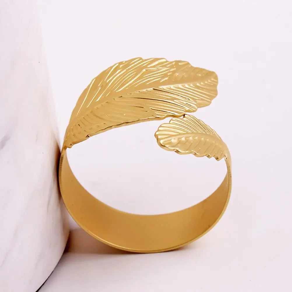 Napkin Holder Rings-Feather(Golden) Kitchen Apricot   