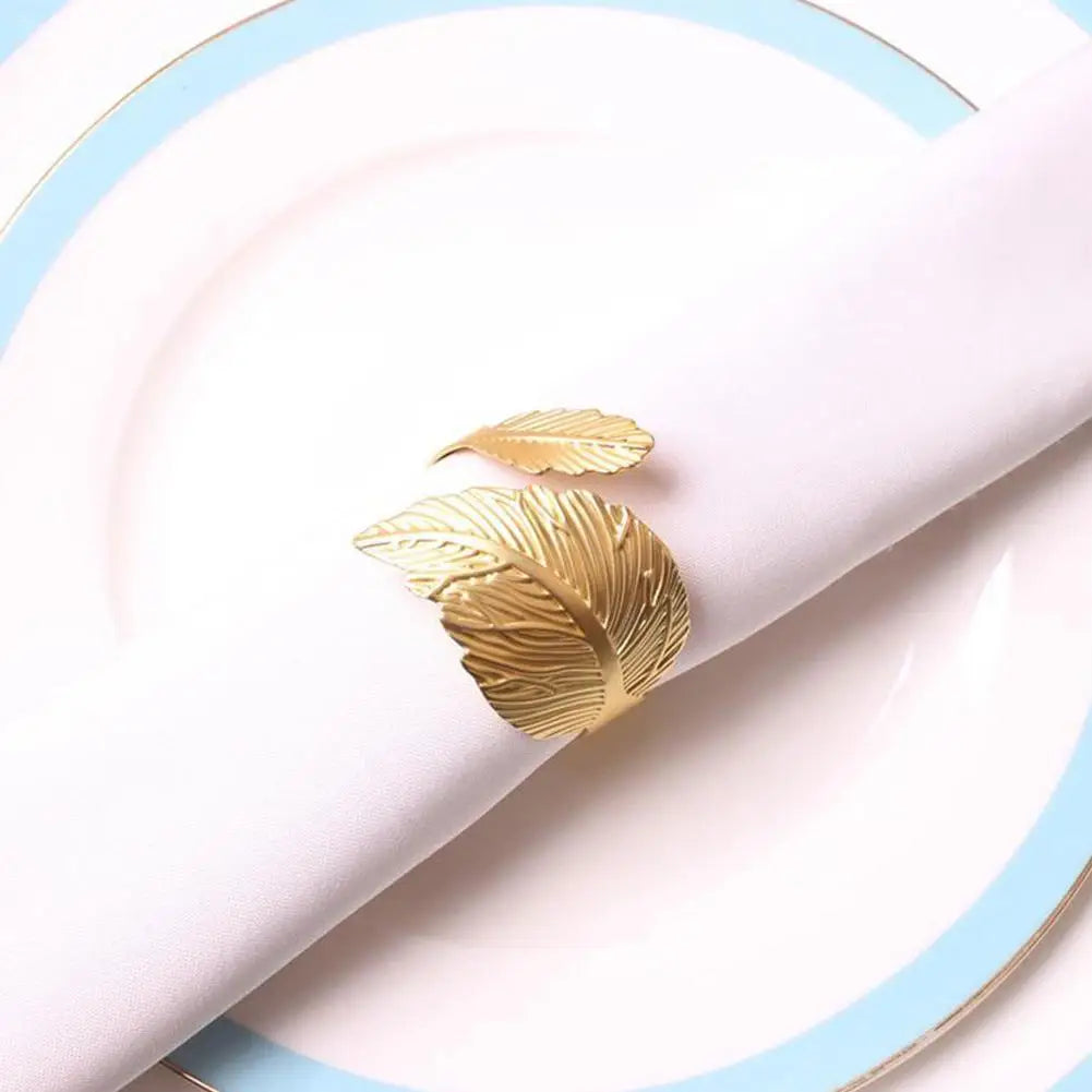 Napkin Holder Rings-Feather(Golden) Kitchen Apricot   