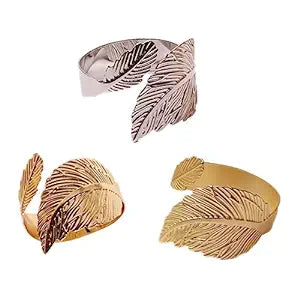 Napkin Holder Rings-Feather(Golden) Kitchen Apricot   