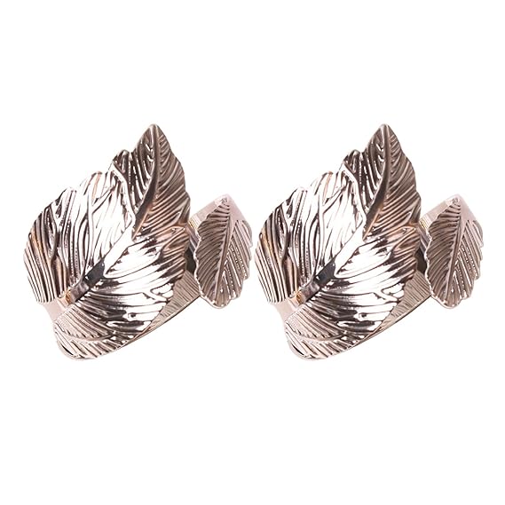 Napkin Holder Rings-Feather(Golden) Kitchen Apricot   