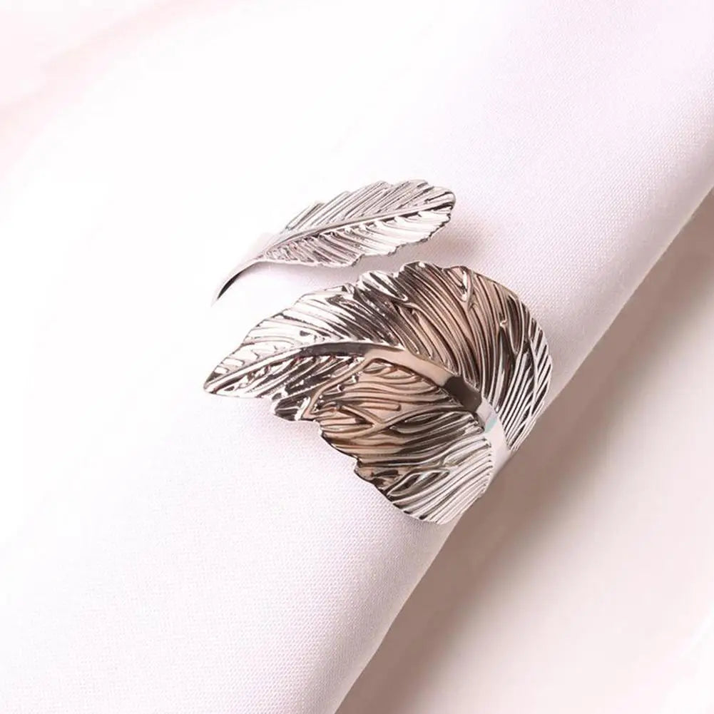 Napkin Holder Rings-Feather(Sliver) Kitchen Apricot   