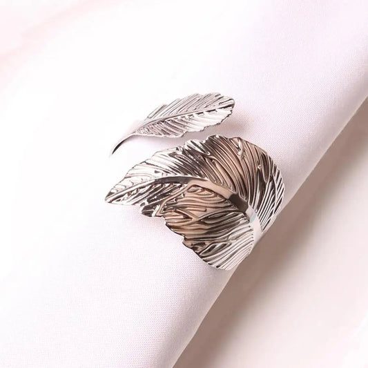 Napkin Holder Rings-Feather(Sliver) Kitchen Apricot   