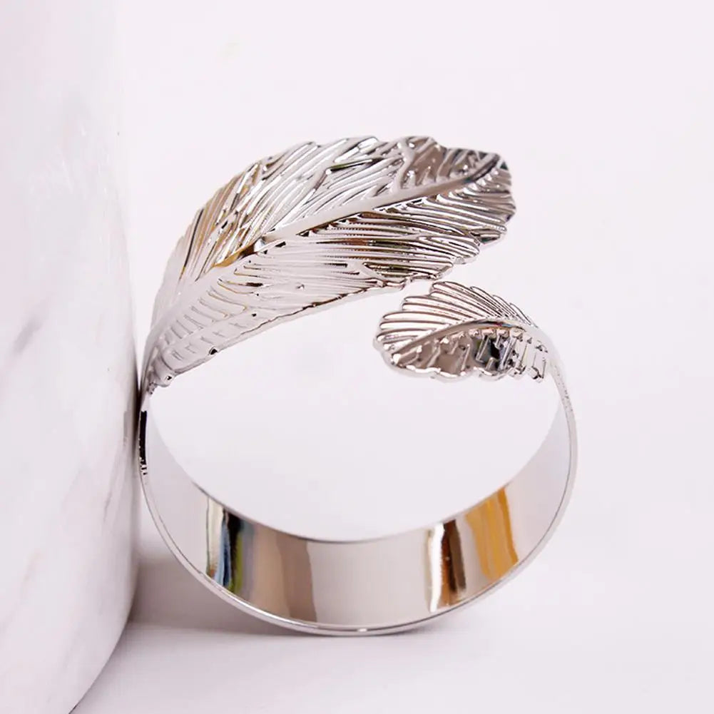 Napkin Holder Rings-Feather(Sliver) Kitchen Apricot   