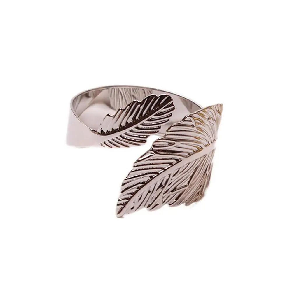 Napkin Holder Rings-Feather(Sliver) Kitchen Apricot   