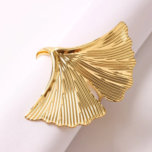 Napkin Holder Rings-Ginkgo Golden Kitchen Apricot   