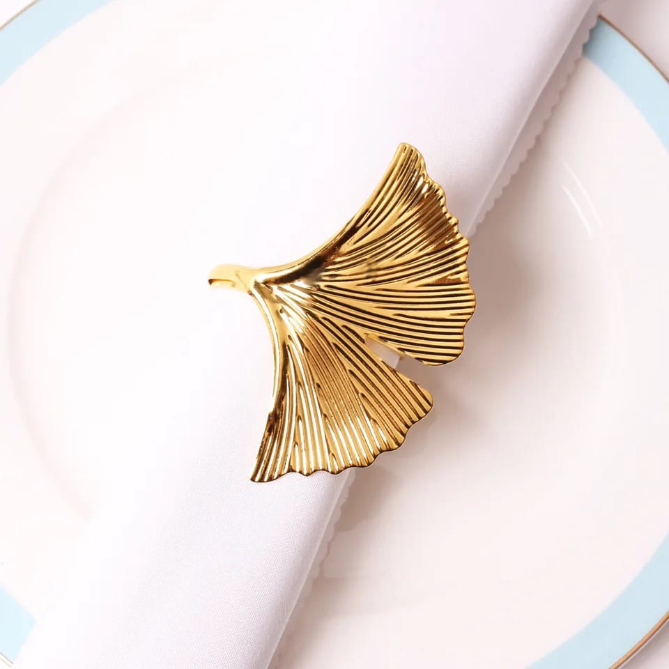 Napkin Holder Rings-Ginkgo Golden Kitchen Apricot   