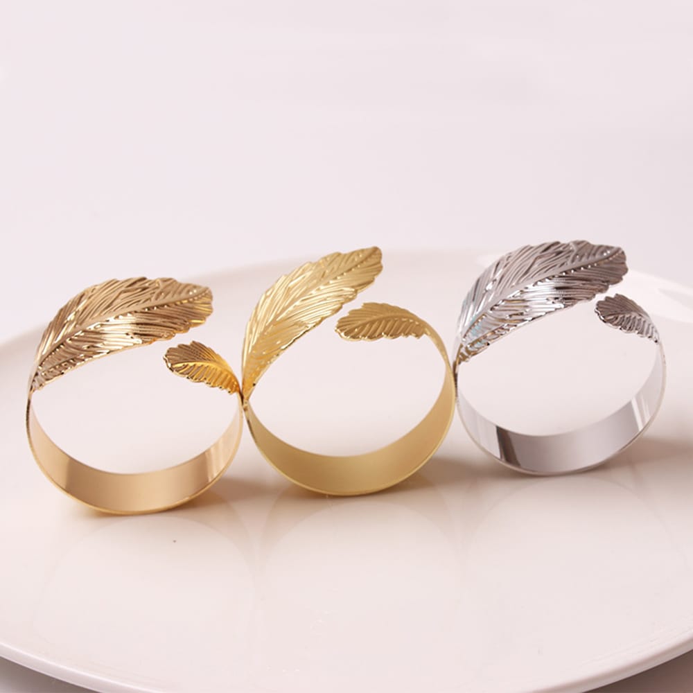 Napkin Holder Rings-Golden Feathers Kitchen Apricot   