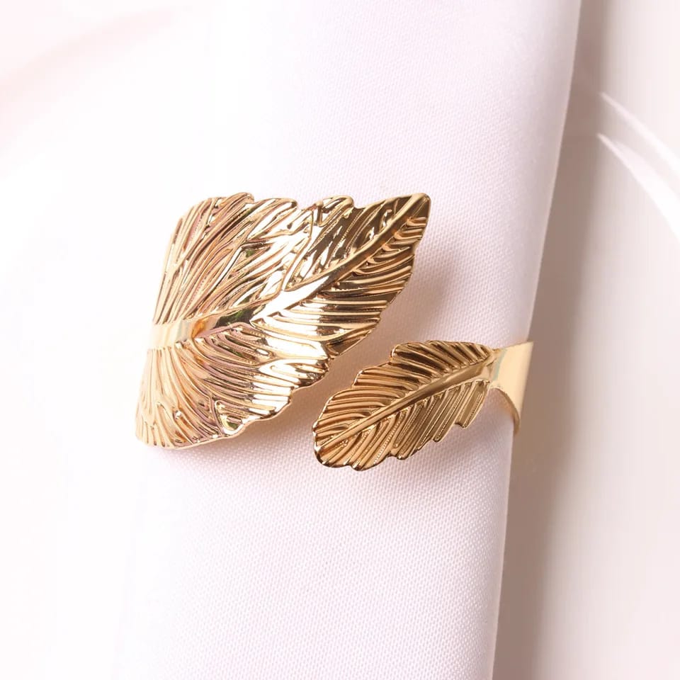 Napkin Holder Rings-Golden Feathers Apricot