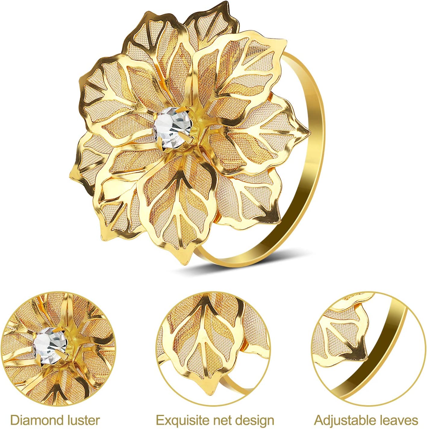 Napkin Holder Rings-Golden Flower Apricot