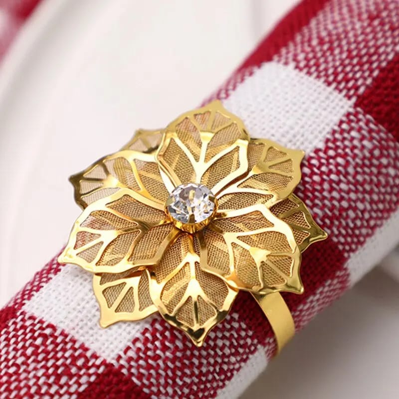 Napkin Holder Rings-Golden Flower Kitchen Apricot   