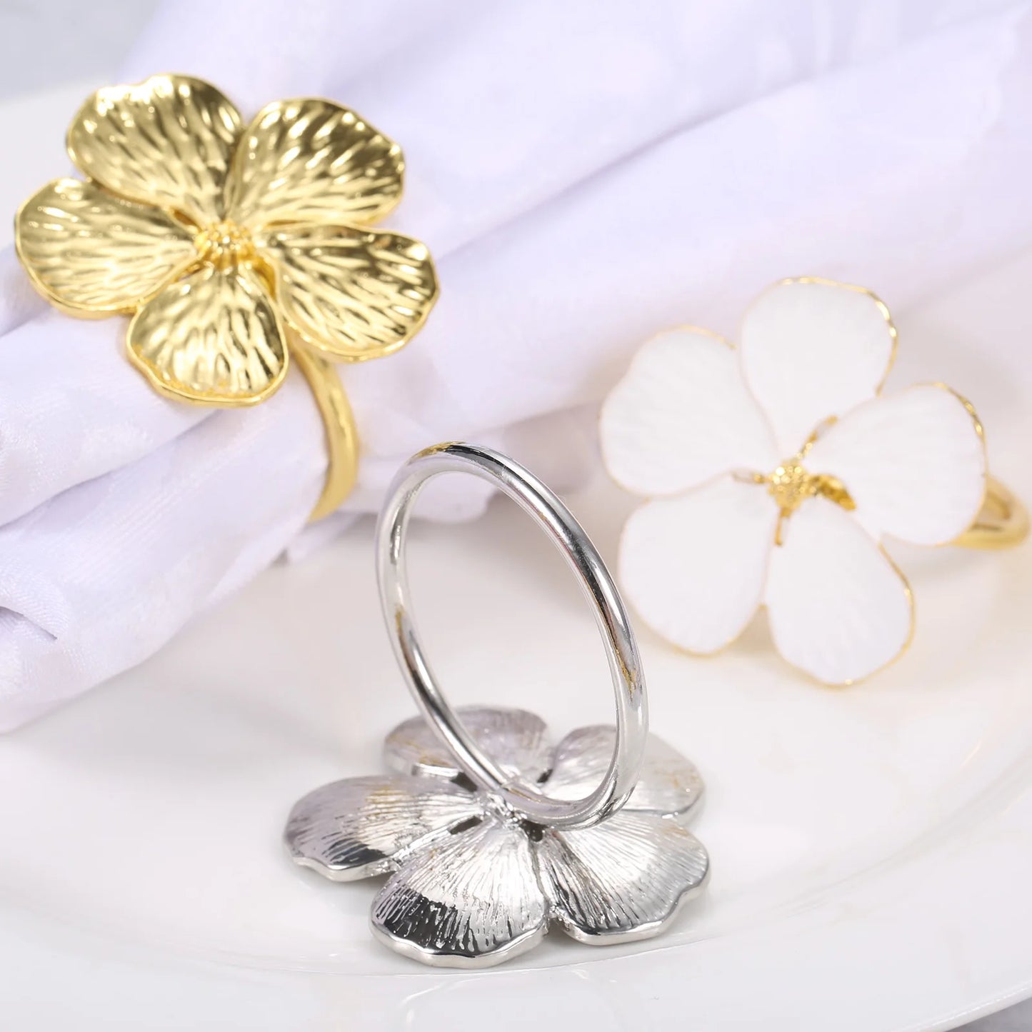 Napkin Holder Rings-Golden Jasmin Kitchen Apricot   