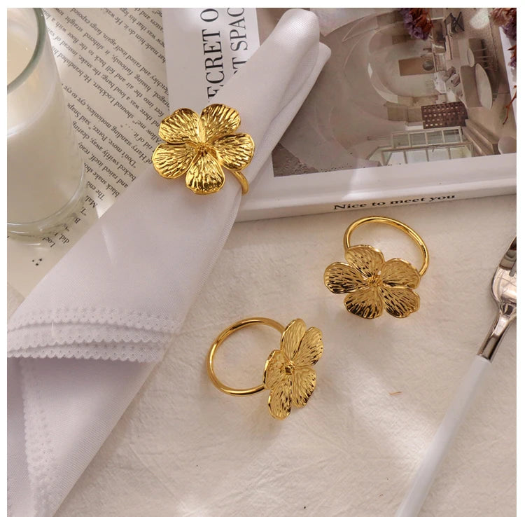 Napkin Holder Rings-Golden Jasmin Kitchen Apricot   