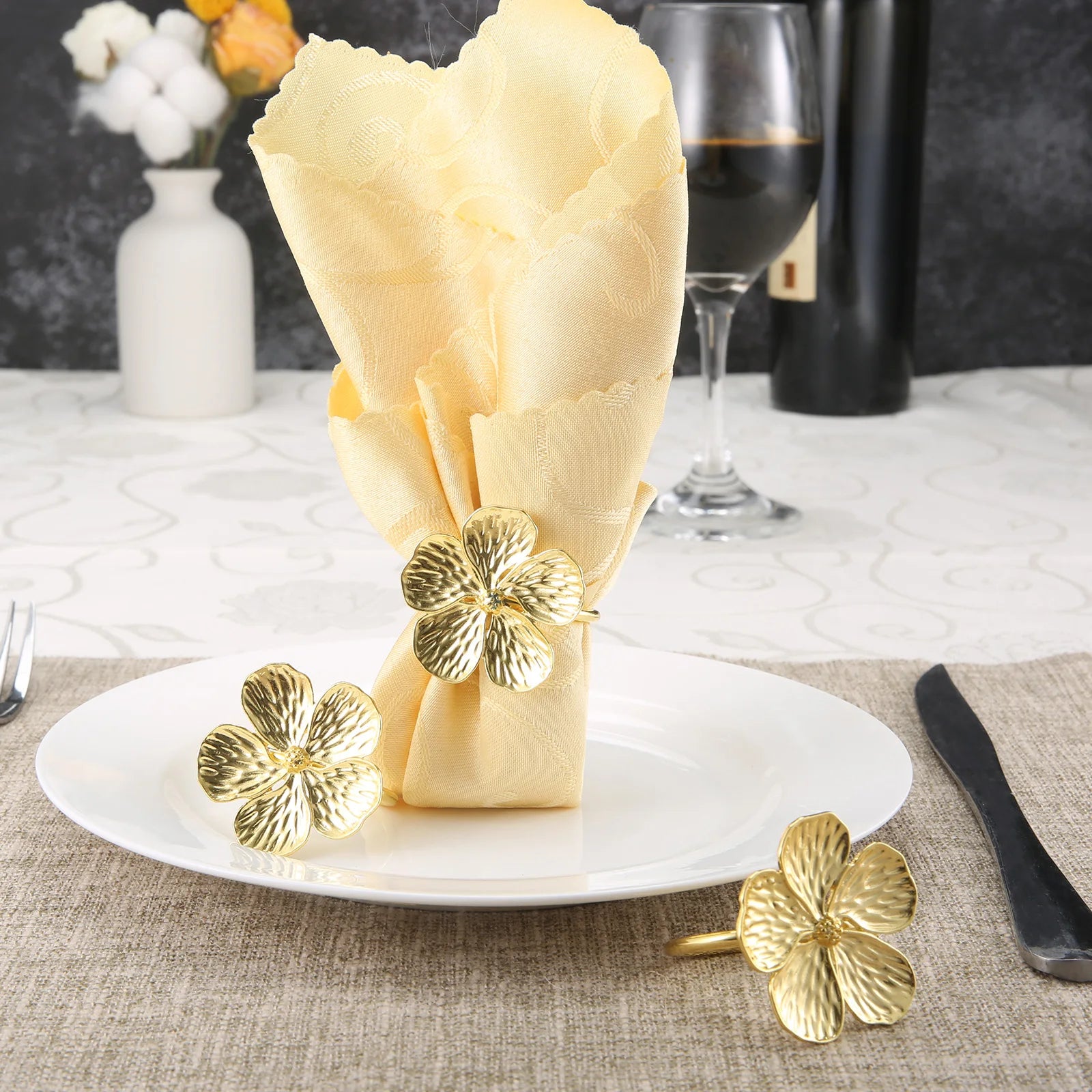 Napkin Holder Rings-Golden Jasmin Kitchen Apricot   