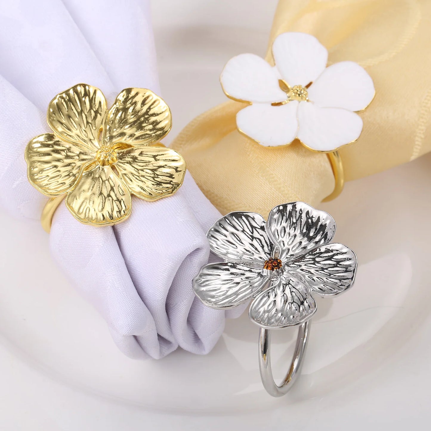 Napkin Holder Rings-Golden Jasmin Kitchen Apricot   