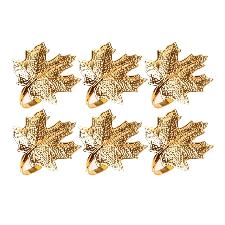 Napkin Holder Rings-Golden Mepal Leaf Kitchen Apricot   