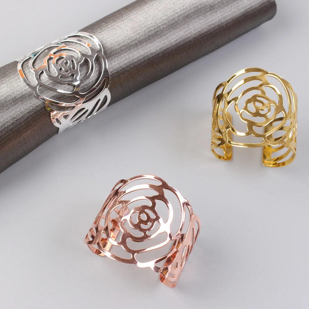 Napkin Holder Rings-Hollow(Rose Gold) Kitchen Apricot   