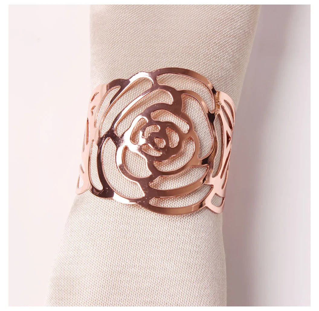 Napkin Holder Rings-Hollow(Rose Gold) Kitchen Apricot   