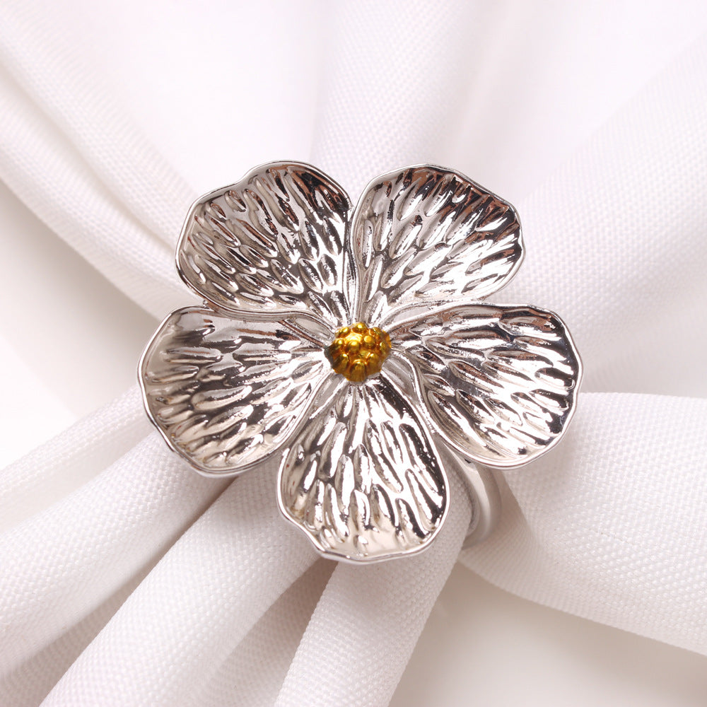 Napkin Holder Rings-Jasmine Silver Apricot