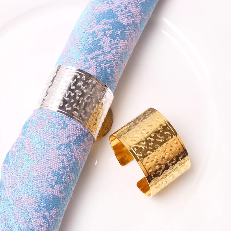 Napkin Holder Rings-Leopard Print(Golden) Kitchen Apricot   