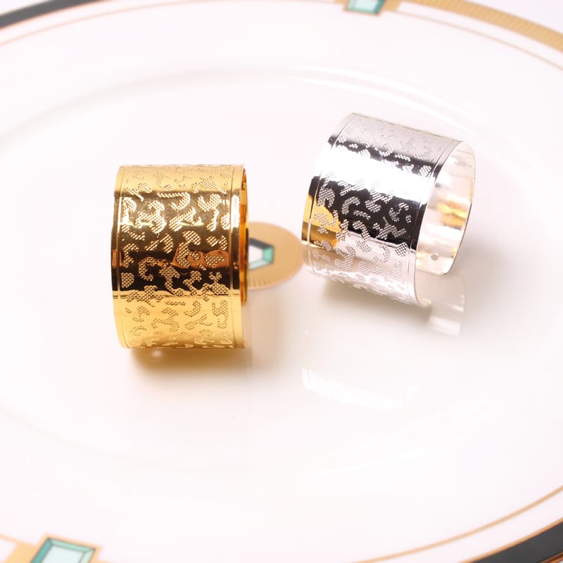 Napkin Holder Rings-Leopard Print(Golden) Kitchen Apricot   