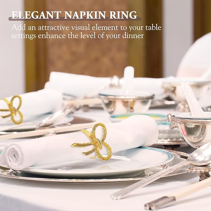 Napkin Holder Rings-Metal Bow(Gold) Kitchen Apricot   