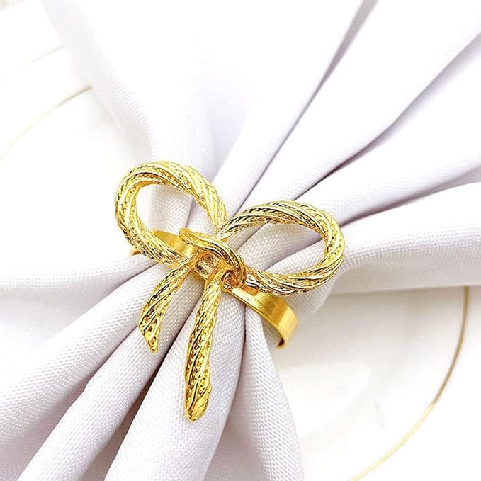 Napkin Holder Rings-Metal Bow(Gold) Kitchen Apricot   