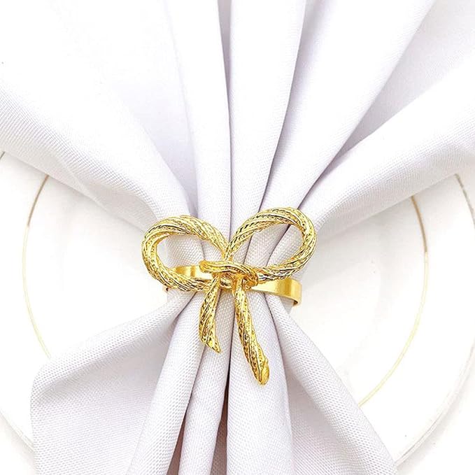 Napkin Holder Rings-Metal Bow(Gold) Kitchen Apricot   