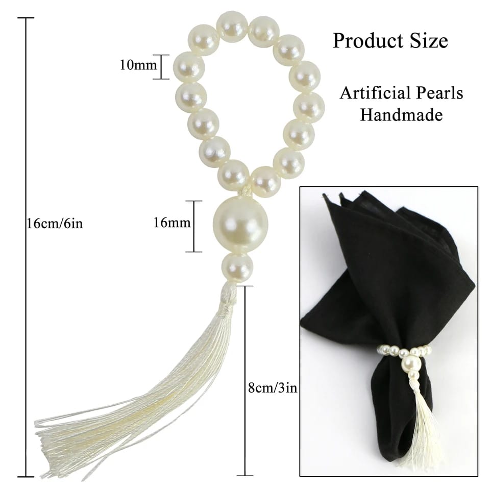 Napkin Holder Rings-Pearl Beads Kitchen Apricot   