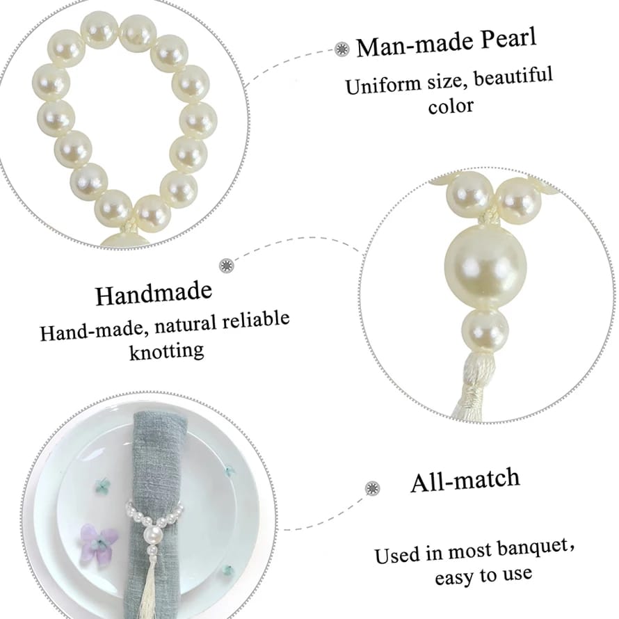 Napkin Holder Rings-Pearl Beads Apricot