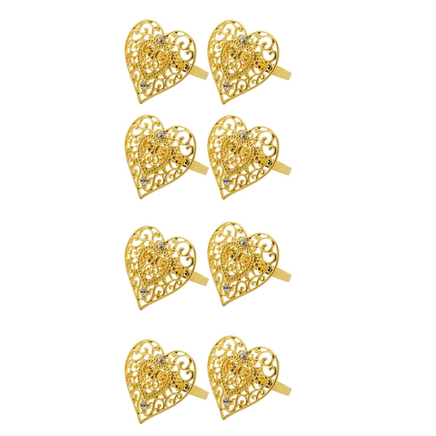 Napkin Holder Rings-Pearls Heart(Gold) Kitchen Apricot   